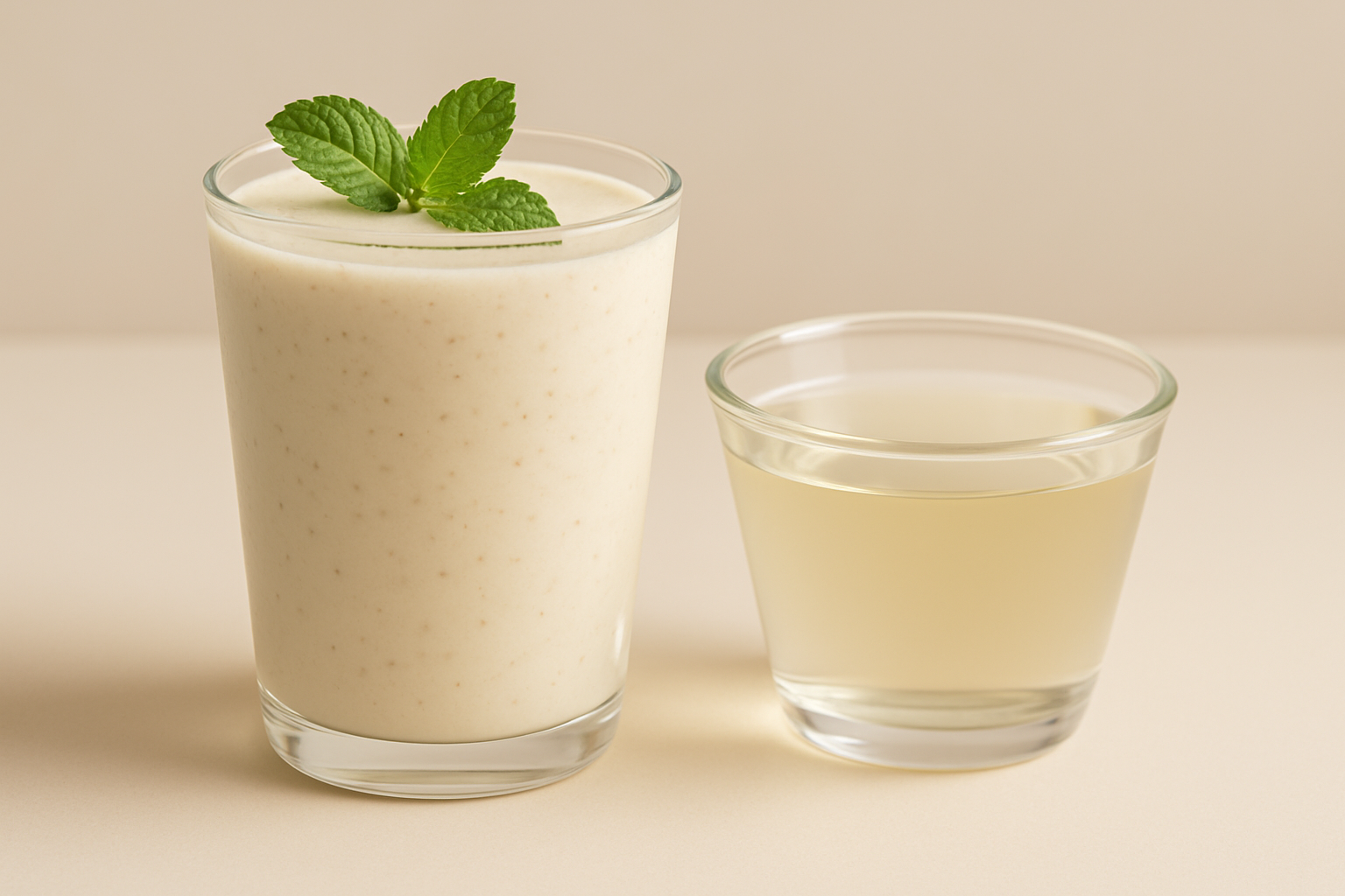 A close-up of clear zero-calorie sweetener syrup in a transparent glass bowl on a neutral background, showing its clean and glossy appearance.