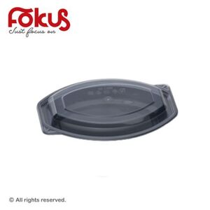 Oval Black Plastic Food Container With Lid